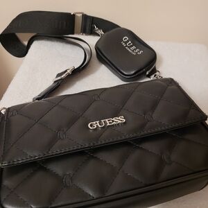 GUESS Black Quilted Crossbody Bag
